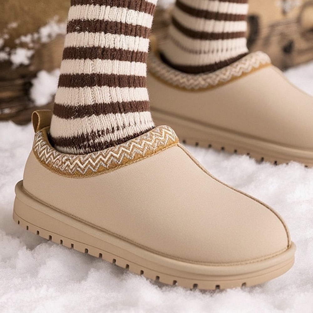 Evellyhootd Womens Genuine Suede Fleece Lined Braided Slipper Mules Beige Sz 9.5